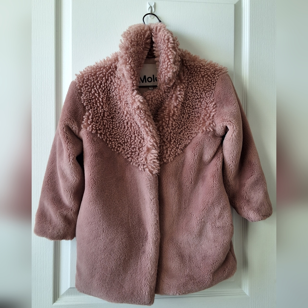 Molo Haili faux fur and faux shearling coat girls size 8Y - Picture 9 of 13